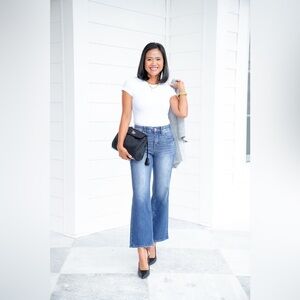 Risen High Rise Wide Leg Cropped Jeans Size 7